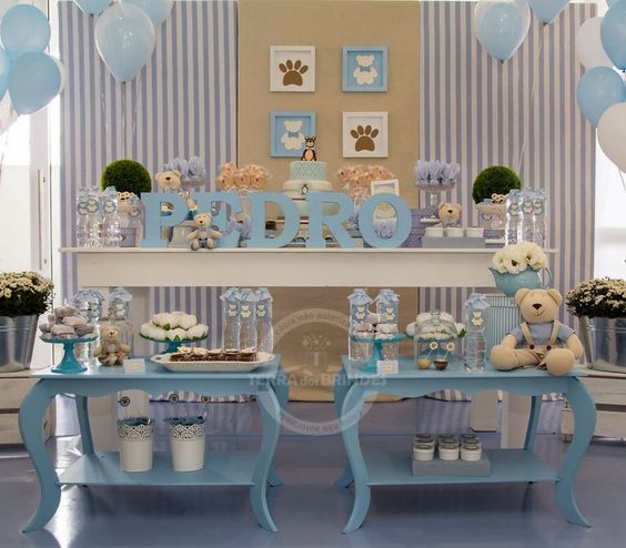 casa da cris chá de bebê mesa azul