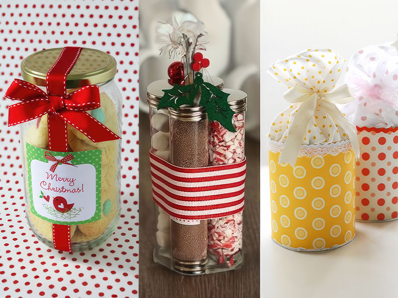 Casa da Cris Potes de Vidro Decorados para o Natal